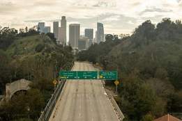 empty highway leading into city